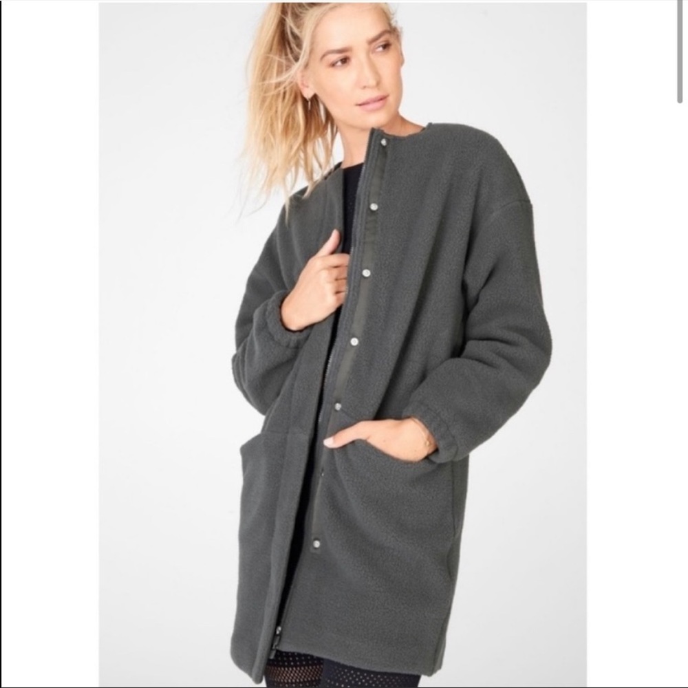 Fabletics Lennon Fleece Jacket Charcoal Size XS